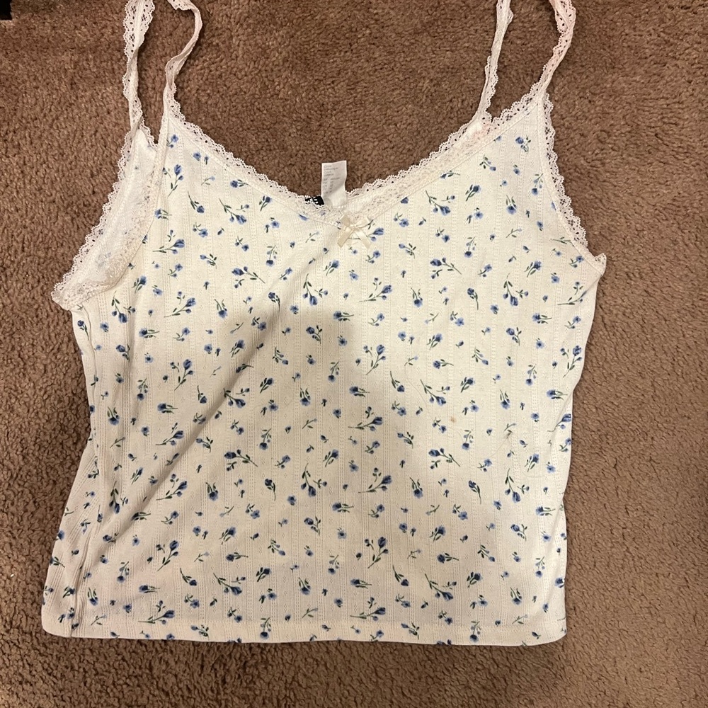 H&M Black and White Sleeveless Crop Camisole